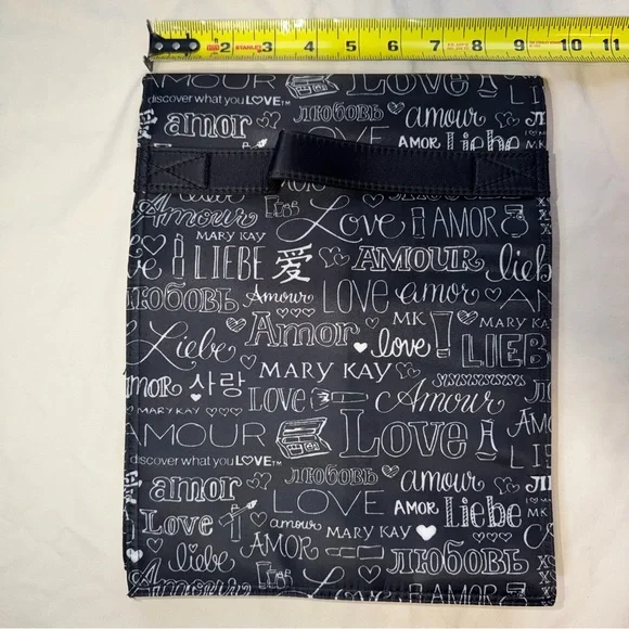 Mary Kay Love Script Roll up Travel Makeup Pouch in Black and White - Picture 6 of 8